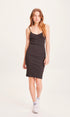 KnowledgeCotton Apparel CANNA rib strap dress - GOTS/Vegan Black Jet